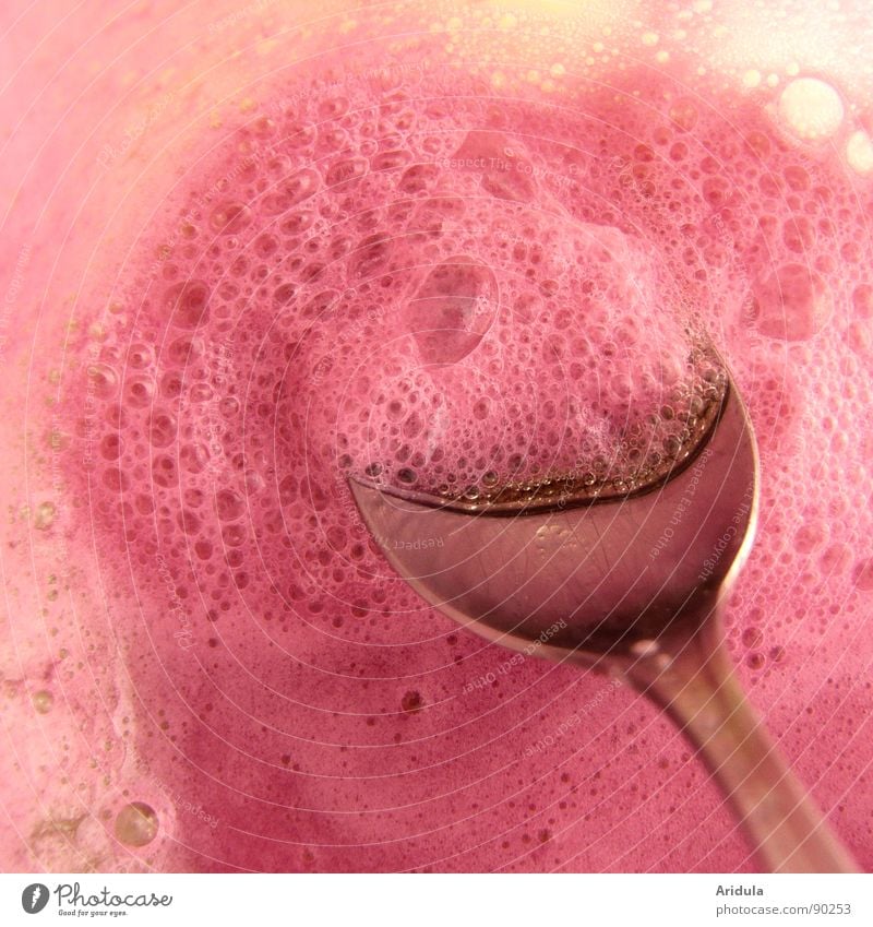 foamy No.2 Foam Pink Milk Honey Sweet Delicious Summer Air Drinking To enjoy Spoon Gastronomy Dairy Products Blow Nutrition Sticky milkshake Silver