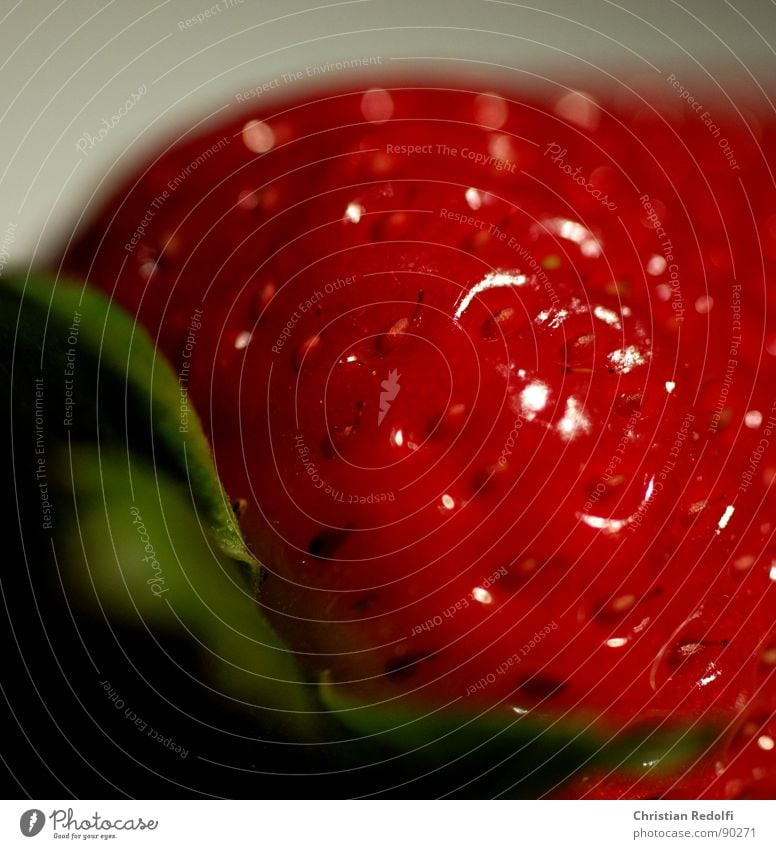 strawberry Red Green White Macro (Extreme close-up) Strawberry Fruit Fruit flesh Nutrition Sweet Close-up macrophotography Food Plant