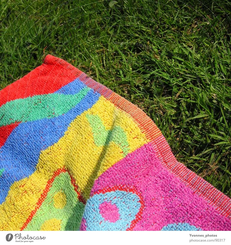 summer Grass Green Multicoloured Towel Bath towel Summer Summery Grass green Meadow Spring Sunbathing Beach Vacation & Travel Lake Baggersee Relaxation