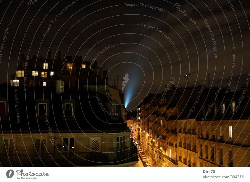 Night over the rooftops of Paris Elegant Vacation & Travel City trip Living or residing Flat (apartment) House (Residential Structure) Floodlight Clouds