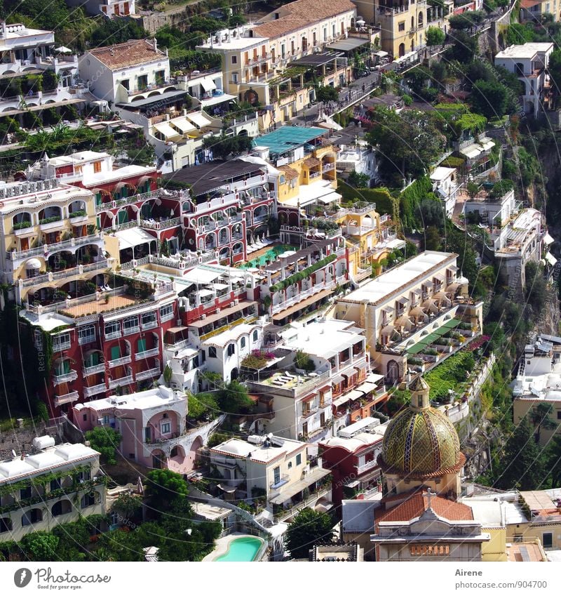 building bricks Positano Fishing village Port City Tall Bizarre nested Steep Dangerous Elegant Amalfi Coast coast steep coast Vacation & Travel Tourism