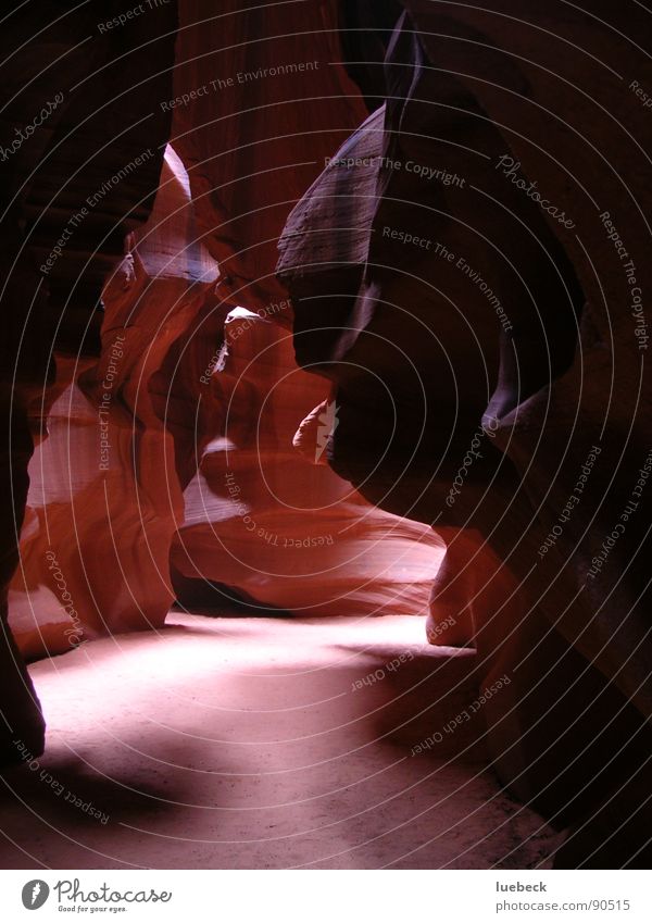 Antelope Canyon III, Arizona, USA Americas Light Wall of rock Rock Ground down scatter Stone Lighting Sun Structures and shapes Nature