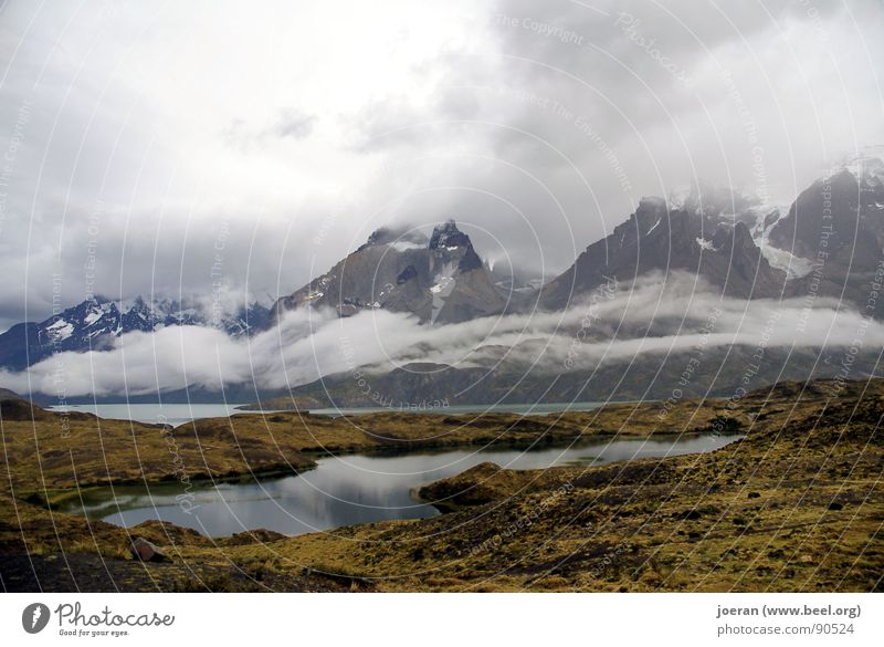 mountain figures Clouds Chile Torres del Paine NP South America Lake Matheson Hiking Mountain River Brook Patagonia sun penetration Landscape