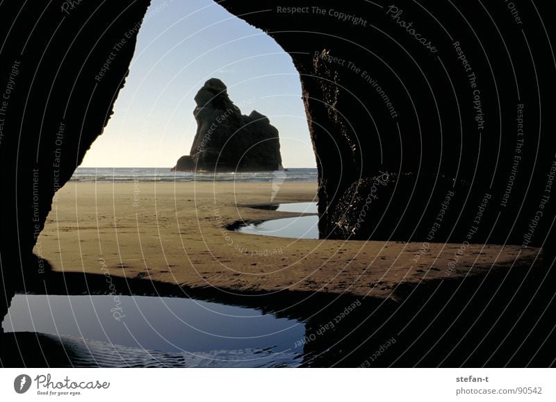 outlook New Zealand North Island Lake Ocean Reflection Black Brown Tunnel Cave Dark Horizon Moody Calm Archway Time Thought Construction Australia Beach Coast