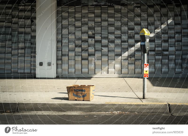 parking meter Town Downtown Deserted House (Residential Structure) Manmade structures Building Architecture Street Parking meter Gate Rolling door Closed