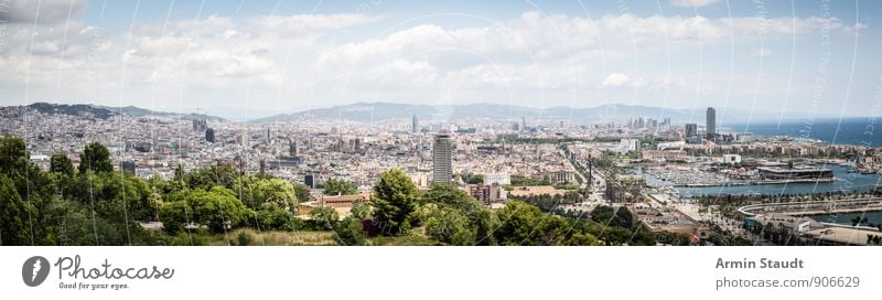 Barcelona - Panorama Summer vacation Landscape Sky Beautiful weather Town Port City Downtown Old town Deserted House (Residential Structure) Tourist Attraction