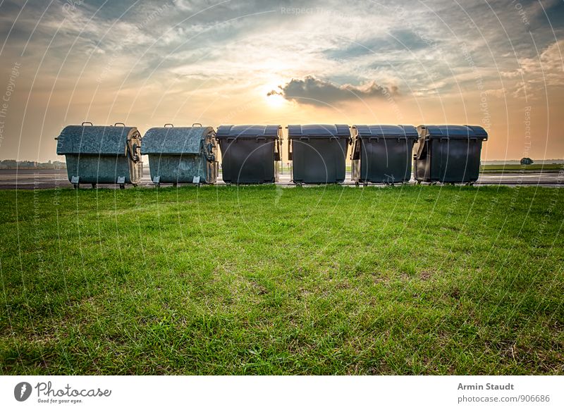 HDR - Refuse containers - Landscape Nature Sky Sun Sunrise Sunset Summer Autumn Beautiful weather Meadow Stand Esthetic Dark Far-off places Free Sustainability