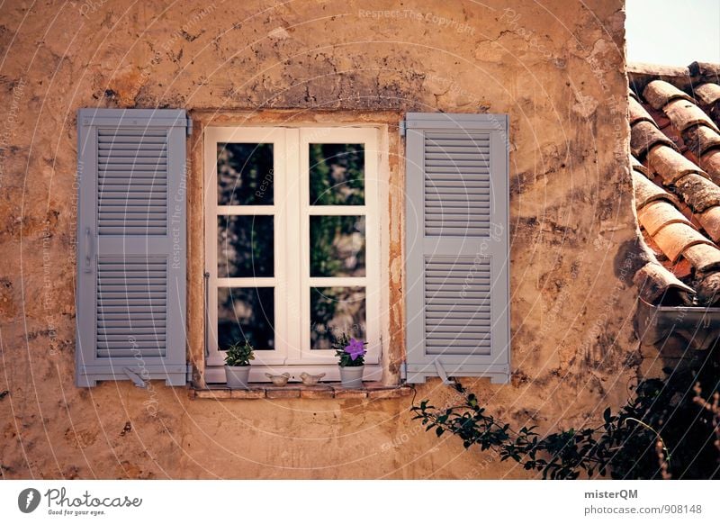 Over his head. Art Esthetic Contentment Mediterranean Window Shutter Window pane Window board View from a window Window frame Window transom and mullion