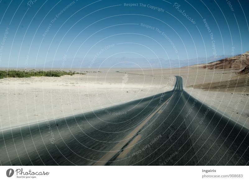 Drive Drive Drive! Environment Sand Sky Cloudless sky Beautiful weather Mountain Desert Deserted Transport Traffic infrastructure Road traffic Street Infinity