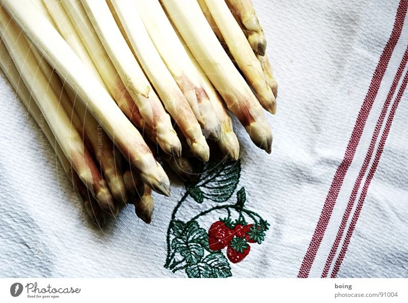 asparagus Asparagus Stalk Root Root vegetable Vegetable Asperagus harvest Towel Strawberry Fresh Molt Kitchen Portion Dish towel Collection Markets Greengrocer