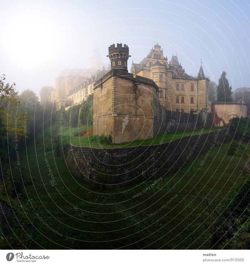 Wallenstein`s castle Old town Deserted Castle Wall (barrier) Wall (building) Facade Balcony Window Door Roof Landmark Monument Blue Brown Green White Bastei