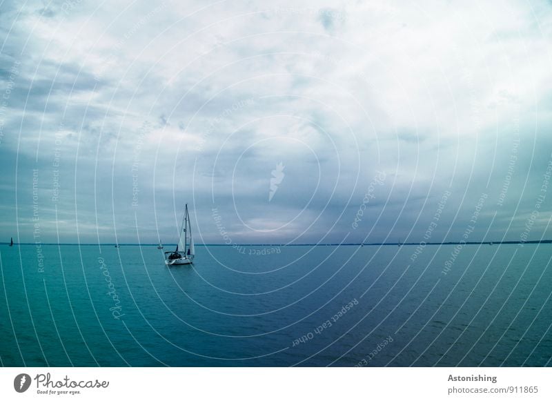 Boat at Lake Balaton Environment Nature Water Sky Clouds Horizon Summer Weather Storm Lakeside Hungary Transport Navigation Boating trip Sailboat On board