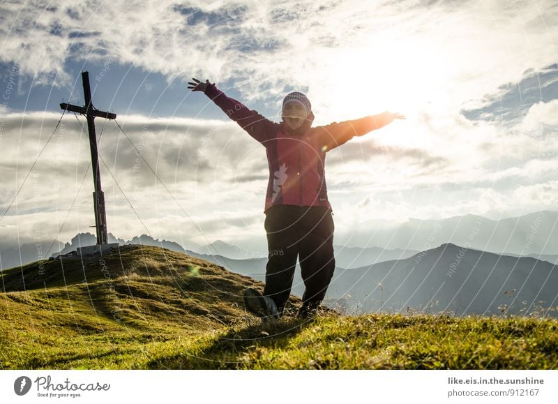 Mountain air makes you happy. Well-being Contentment Leisure and hobbies Vacation & Travel Tourism Trip Adventure Far-off places Freedom Summer Summer vacation