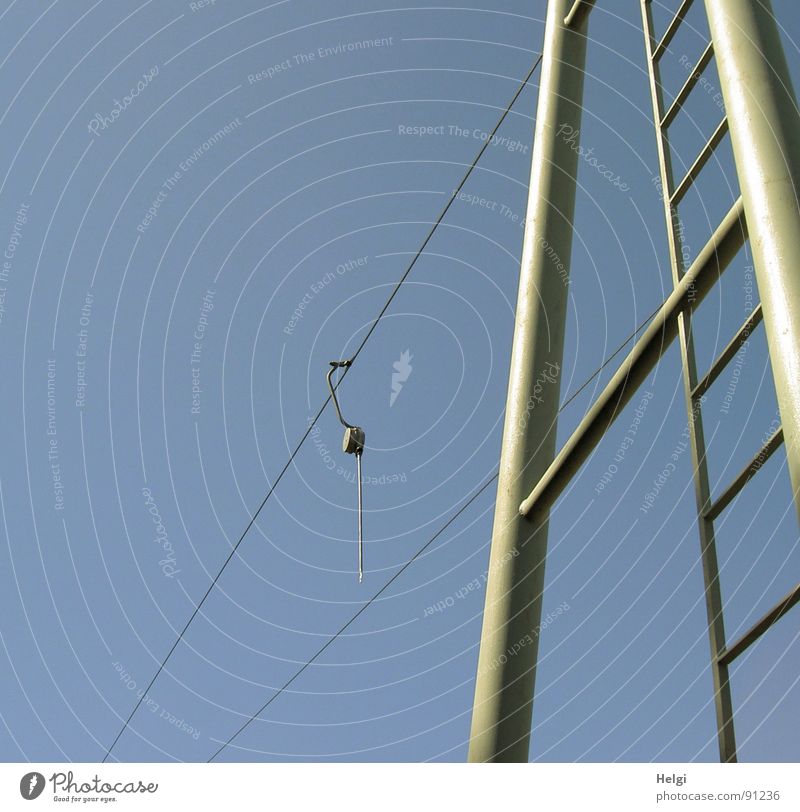 aerial cableway Colour photo Subdued colour Exterior shot Detail Deserted Copy Space left Copy Space top Neutral Background Day Sunlight Worm's-eye view Joy