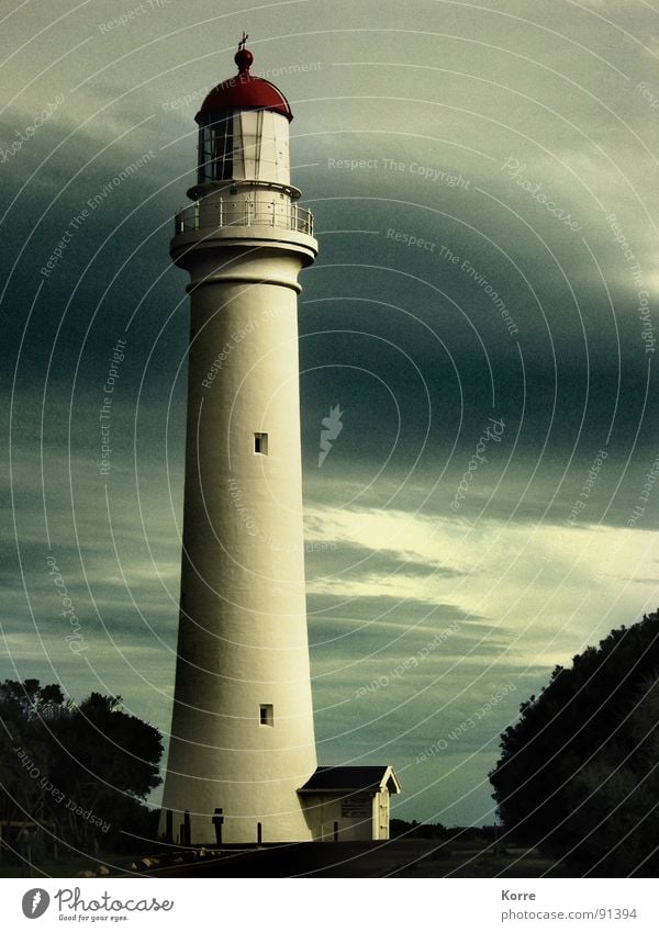 The tower by the sea V Colour photo Subdued colour Exterior shot Deserted Copy Space right Evening Twilight Long shot Far-off places Freedom Ocean Sky Clouds