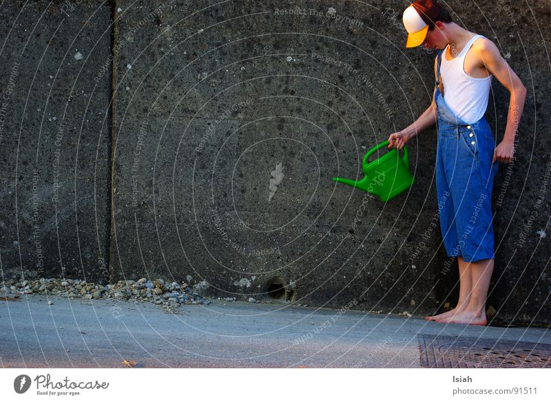 irrigate.... Doofus Cast Dry Farmer Green Concrete Overalls Barefoot Cowboy spray can Hollow