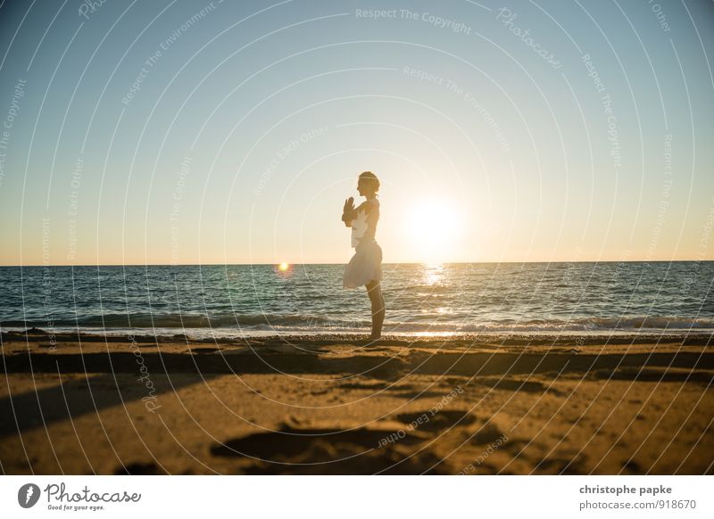 Sun salutation III Athletic Fitness Life Harmonious Well-being Relaxation Meditation Vacation & Travel Summer Summer vacation Beach Ocean Sports Sports Training