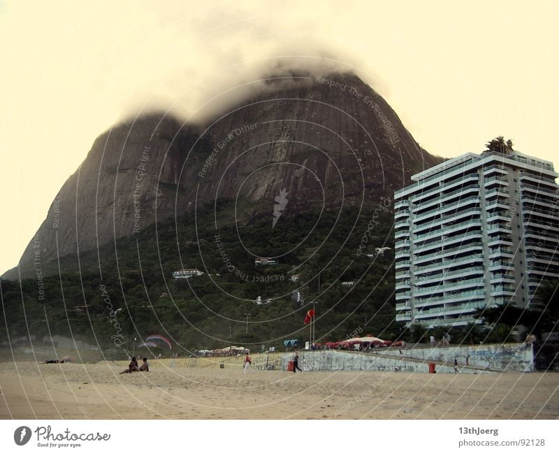 mountain shadow hotel Brazil South America Rio de Janeiro Beach Summer Fog Hotel Prefab construction Human being Vacation & Travel Threat Calm Force of nature