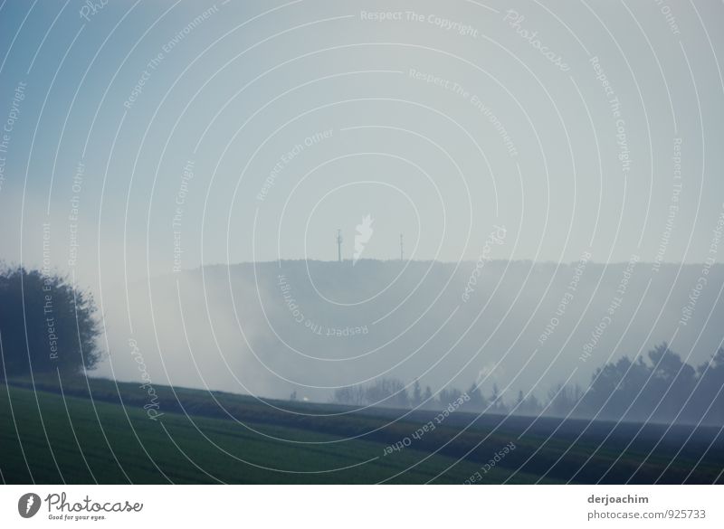 Morning hour, morning in Leinleitertal. Autumn, fog and in the background a village. " Joy Calm Hiking Trip Environment Cloudless sky Climate Fog Meadow Forest