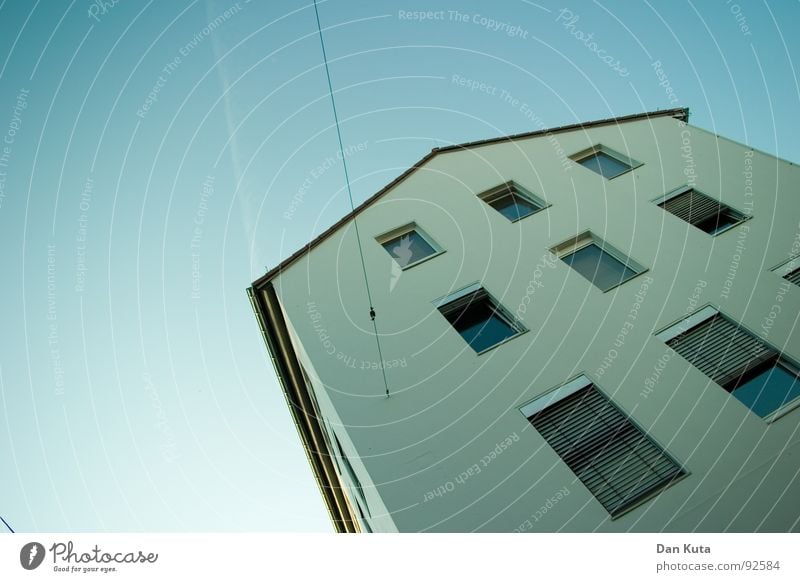 At the silk thread House (Residential Structure) Building Window Vantage point Looking Geometry Roof Length Across Steel Wall (barrier) Wall (building) Cute