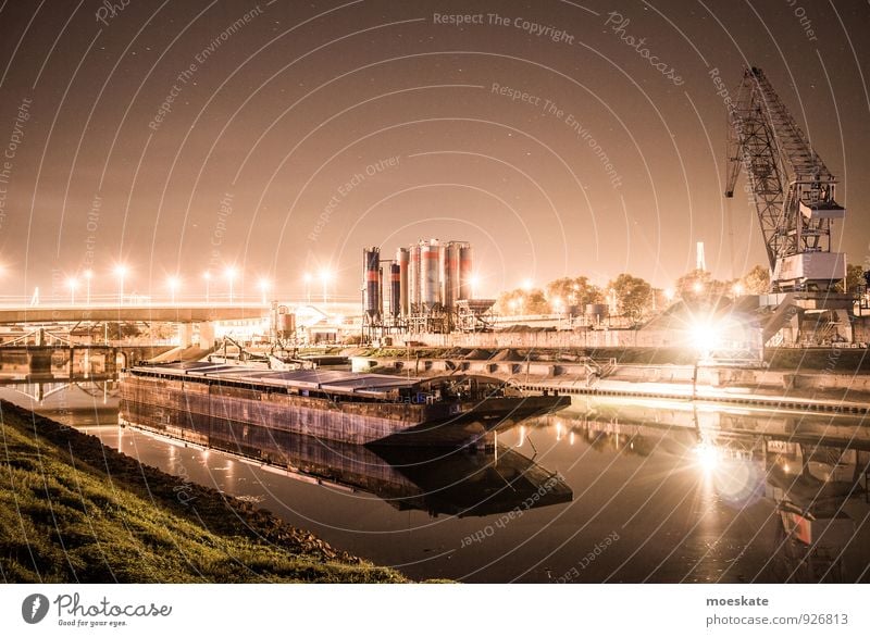 Mannheim Harbour Jungbusch Industry Town Port City Deserted Industrial plant Bridge Transport Means of transport Traffic infrastructure Logistics Navigation