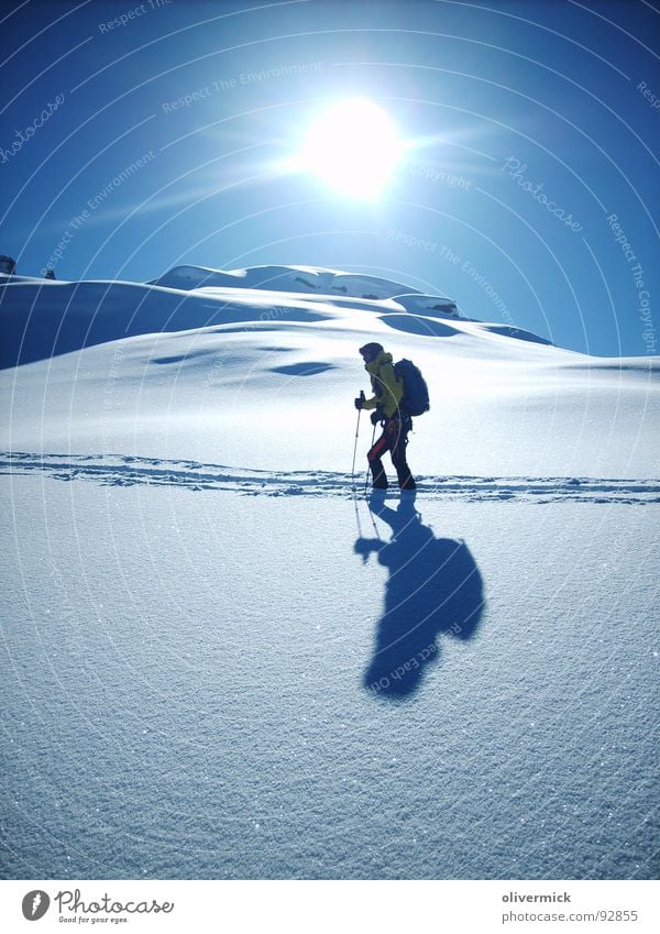 sun snow and more... Powder snow Shadow play Snow track Ski tour Mountaineering Moody Skier Sports Playing Sun light/dark Winter sports