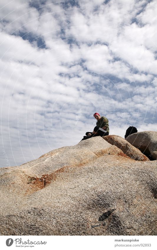 summiteers Peak Reading Hiking Mountaineering Clouds Woman Headscarf Hiking boots Top Rock Sky climbing