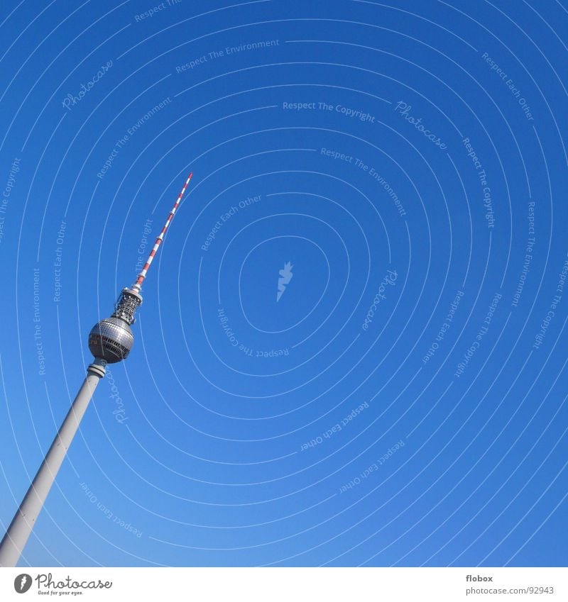 steep tooth Berlin TV Tower Transmitting station Alexanderplatz Antenna Television Landmark GDR Germany Beautiful Sky Summer Soviet zone Broacaster