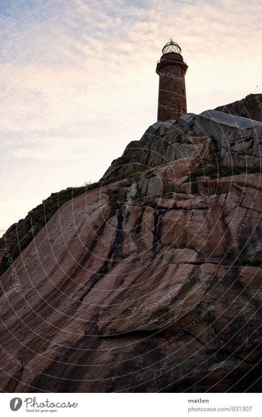 imposture Landscape Sky Clouds Summer Weather Beautiful weather Rock Mountain Peak Ocean Lighthouse Blue Brown White Colour photo Subdued colour Exterior shot