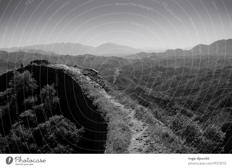 On the wall Environment Nature Landscape Plant Hill Mountain China Great wall Deserted Wall (barrier) Wall (building) Tourist Attraction Landmark Monument