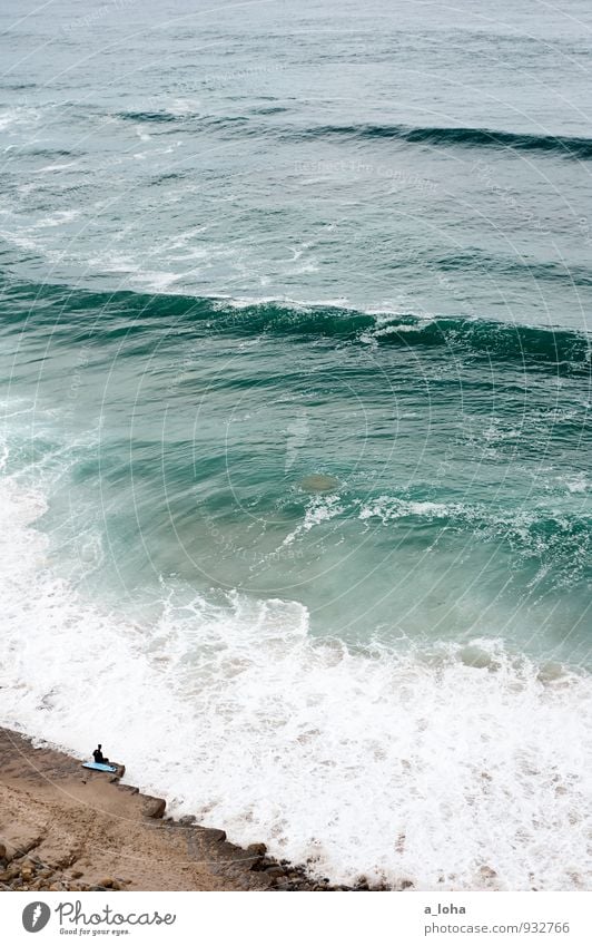 beach break Lifestyle Sports Aquatics Sportsperson Human being 1 Environment Elements Earth Water Summer Rock Waves Coast Beach Bay Ocean Wanderlust Loneliness