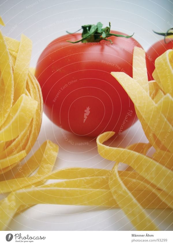 Tomato meets noodle #2 Red Noodles Dough Italy Interior shot Gastronomy Kitchen Cooking Yellow Fresh Vitamin Green Healthy Vegetable Bright background Nutrition