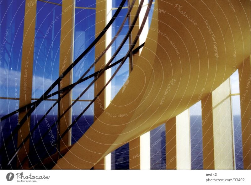 Staircase by the sea Colour photo Multicoloured Interior shot Detail Abstract Deserted Copy Space right Morning Light Sunlight Shallow depth of field Looking