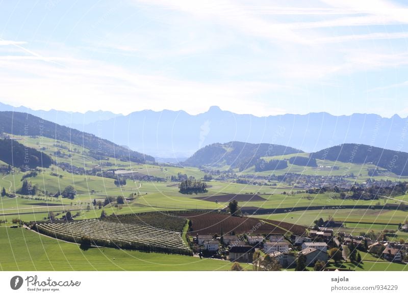 outlook Environment Nature Landscape Plant Sky Clouds Autumn Field Hill Alps Mountain Bernese Oberland Switzerland Village House (Residential Structure)