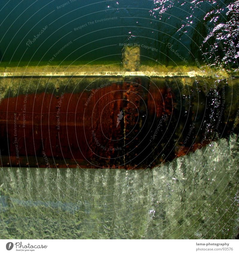 The silence before the fall Floodgate Retaining wall Barrage Whirlpool Swirl Current Bubbling Stream To fall Foam Brook Deep Clarity Hydroelectric  power plant