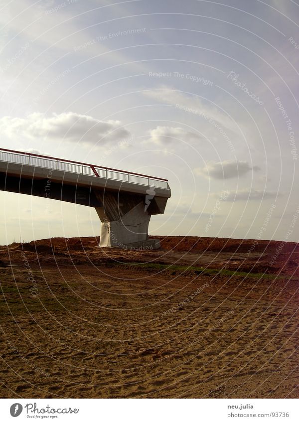 PEDESTRIAN ZONE Construction site Field Brown Edge Bridge Empty Earth Tracks End Architecture