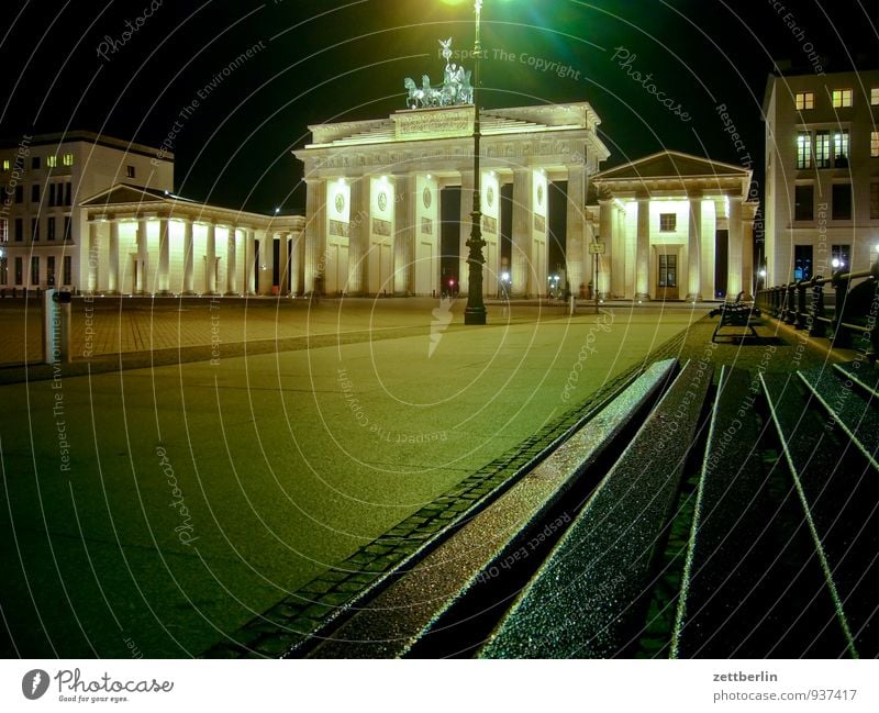 Brandenburg Gate Berlin Capital city Long exposure Deserted Night Night shot Pariser Platz Unter den Linden wallroth Quadriga Carriage and four langhans Bench