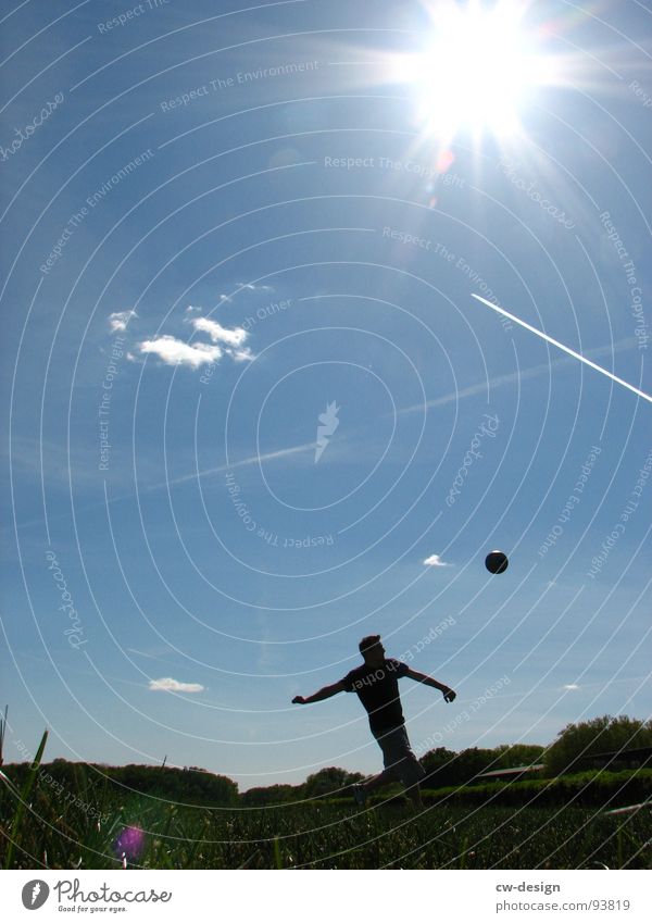 nobody plays with me... Soccer player World Cup Success Loser World champion Champions League Meadow Field Summer Hot Physics Flower White Green Juicy Clouds