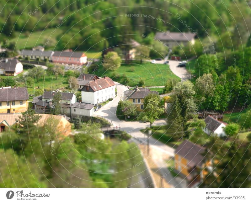 mini hardegg Federal State of Lower Austria Green Forest House (Residential Structure) Brook Juicy Miniature River Street Bridge miniaturization Tilt-Shift