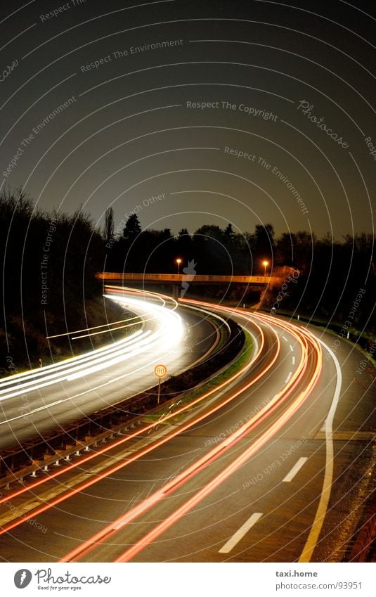 A73 Highway Rear light Horizon Night Long exposure Highway ramp (entrance) Dark Stripe Strip of light Resume Wanderlust Town Fast moving Speed Vacation & Travel