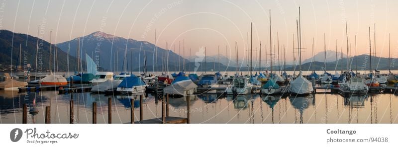 Lake Zug Sailing ship Rigi Switzerland Footbridge Dusk Zugersee Lake Romance Closing time Sunday Motorboat Harbour Mountain Central Switzerland Port of Zug Blue