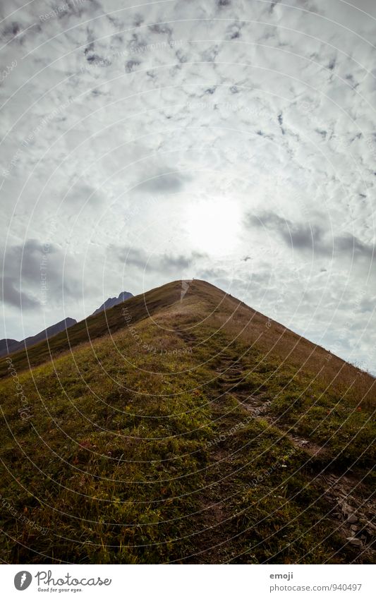 along the ridge Environment Nature Landscape Clouds Meadow Mountain Natural Green Mountain ridge Colour photo Exterior shot Deserted Day Wide angle