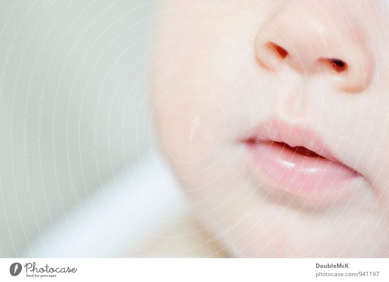 Pink baby's mouth and nose in detail Human being Baby Infancy Skin Head Face Nose Mouth Lips 1 0 - 12 months Observe To enjoy To talk Authentic Friendliness