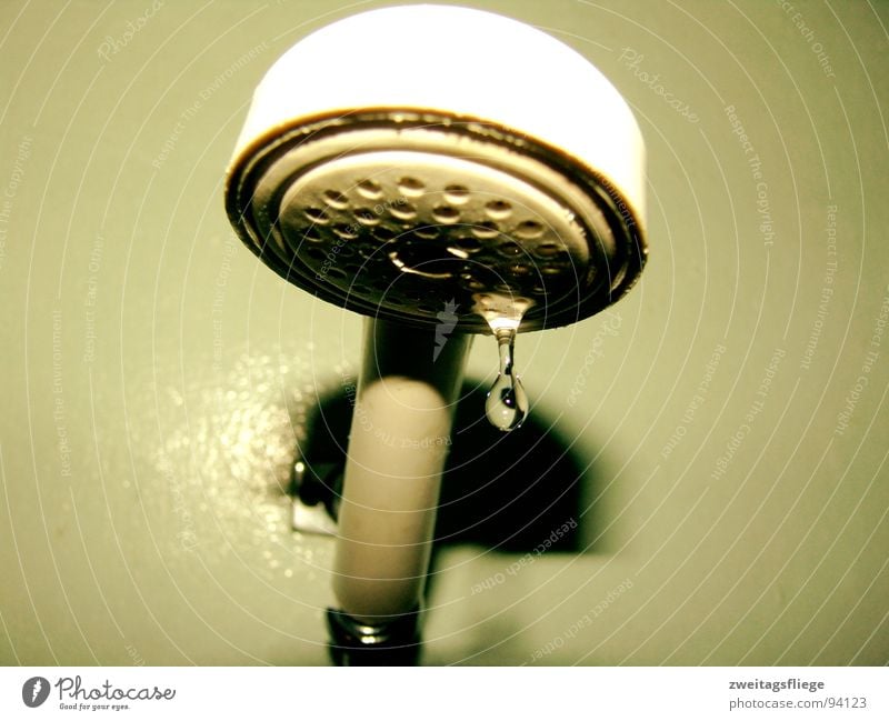 The little drip... Tap Shower head Small Exposure Sanitary Water pipe Drop Bathroom Macro (Extreme close-up) Close-up Shower (Installation) drop of water