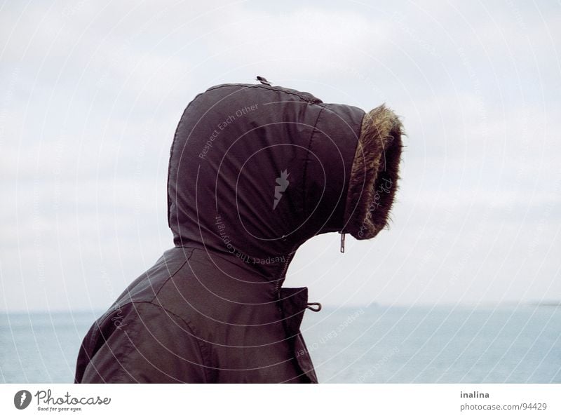 pipe head Jacket Beach Ocean Coast Head Human being Baltic Sea Rain Wind Pipe