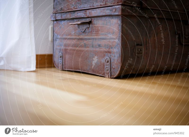 treasure chest Ground Decoration Collector's item Chest Crate Metal Old Dark Rust Colour photo Interior shot Deserted Day Shallow depth of field