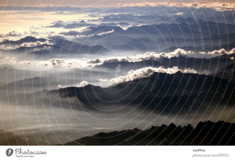 Alps Clouds Airplane Italy Switzerland Morning Fog Mountain Sky Dawn