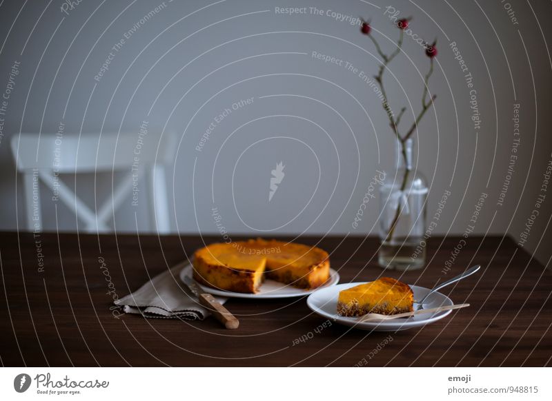 pumpkin Cake Dessert Candy Nutrition Vegetarian diet Crockery Delicious Sweet Living room Pumpkin time Autumnal Colour photo Interior shot Deserted Twilight