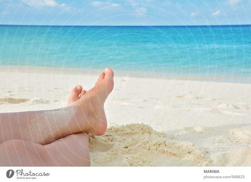 woman legs in the sand Exotic Relaxation Calm Vacation & Travel Summer Sun Beach Ocean Human being Woman Adults Nature Sand Water Blue Turquoise White Asia