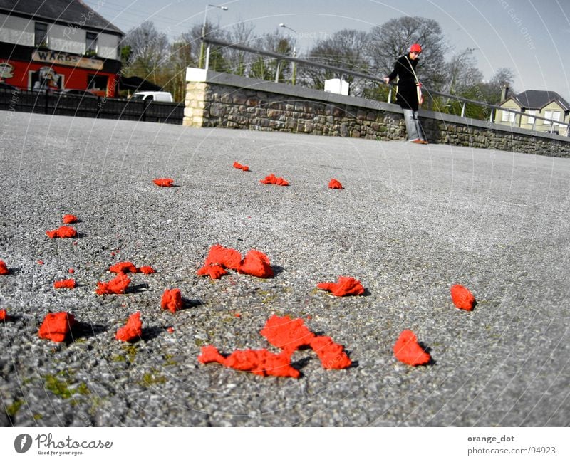 Parking with ROT Red Woman Parking lot Stand Spring Plant House (Residential Structure) Gray Traffic infrastructure Ireland Lie